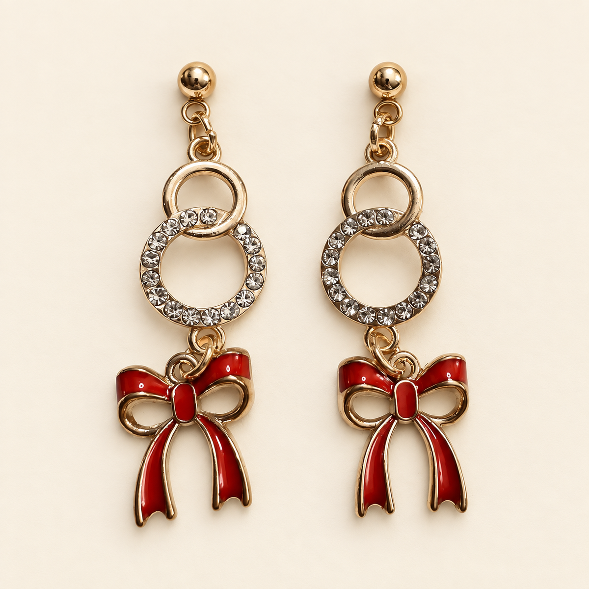 Holiday Bow Sparkle – Christmas Bow Earrings